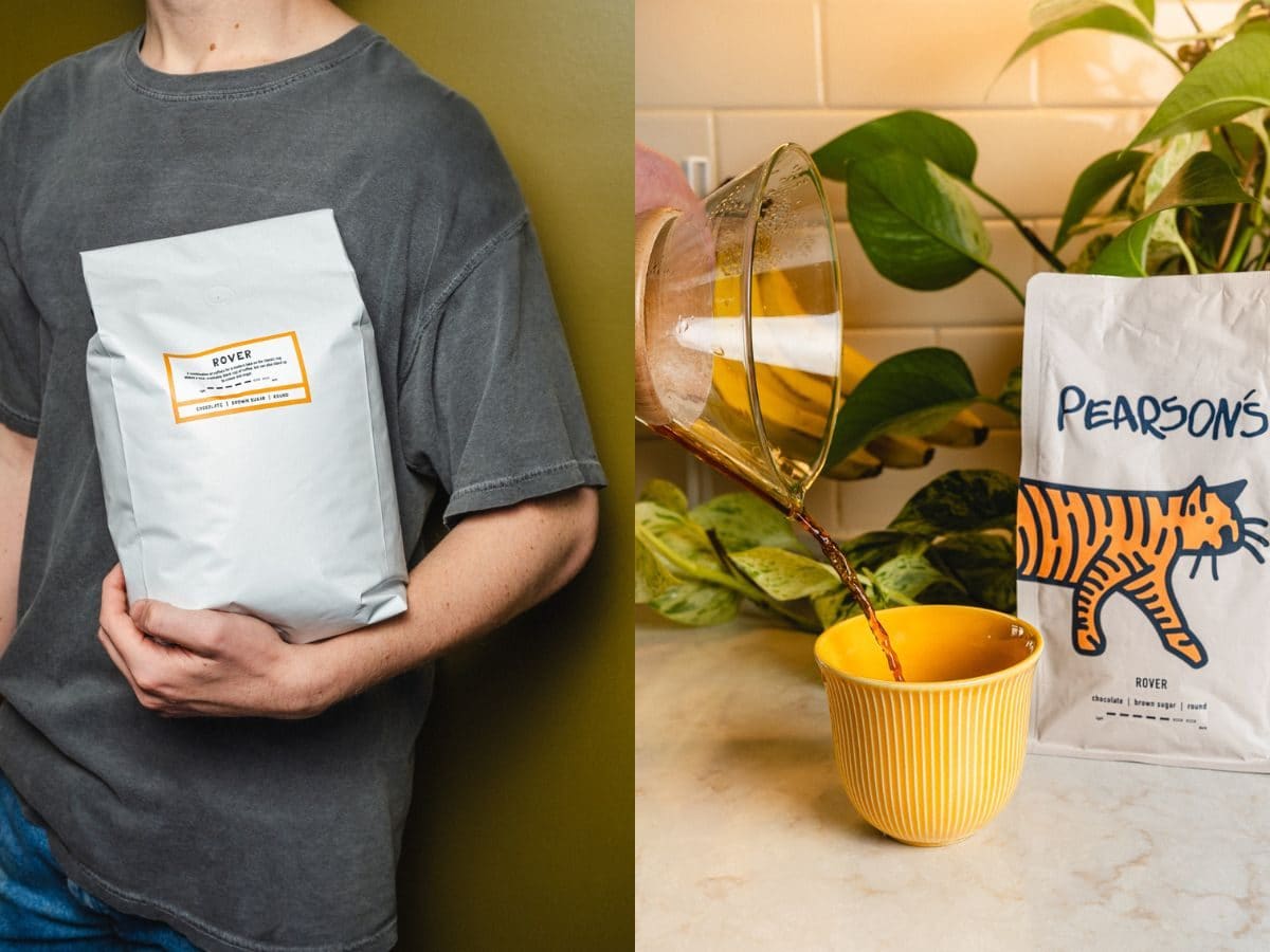 A bag of Pearson's ROVER coffee