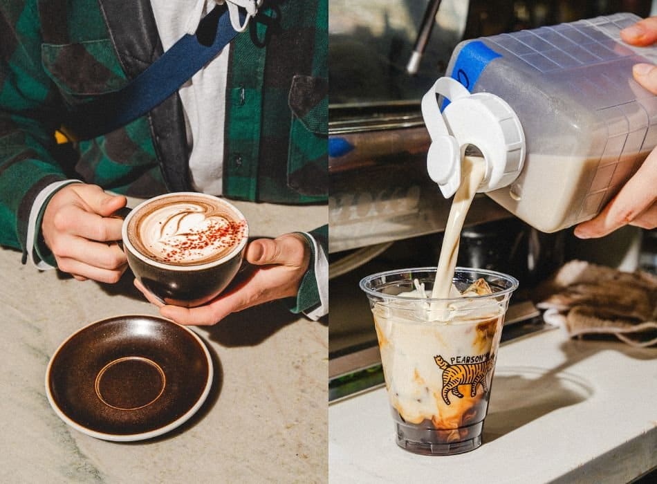 iced latte being made single origin espresso latte art